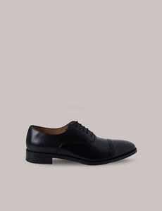 Black Leather Semi Brogue Shoe