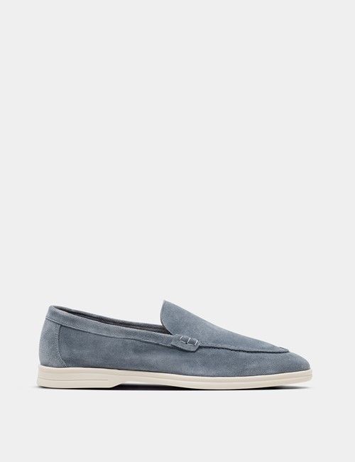 Blue Italian Suede Loafer