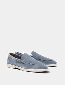 Blue Italian Suede Loafer-preview1