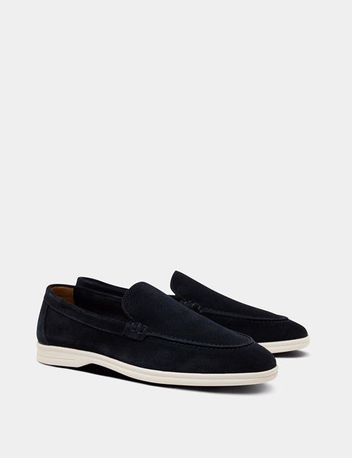Navy Italian Suede Loafer-preview