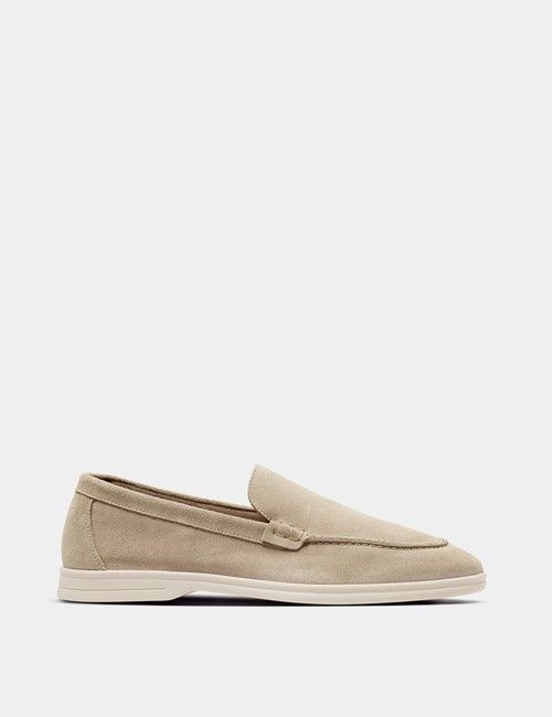 Stone Italian Suede Loafer