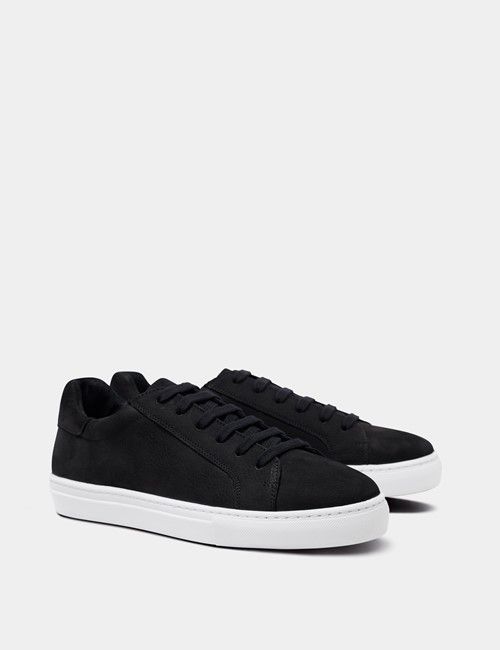 Black Nubuck Leather Trainer-preview