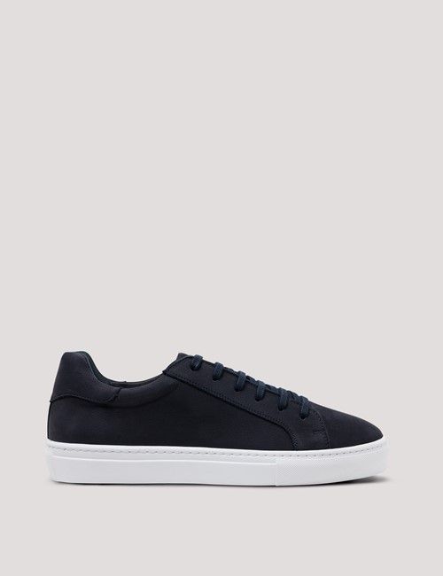 Navy Nubuck Leather Trainer 