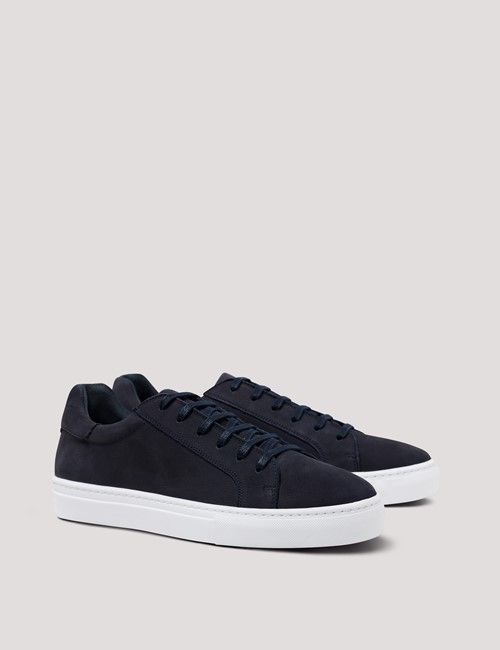 Navy Nubuck Leather Trainer-preview