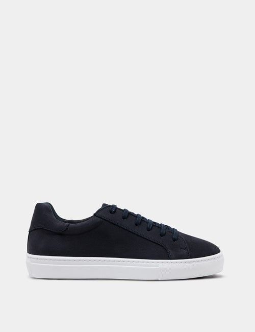 Navy Nubuck Leather Trainer 