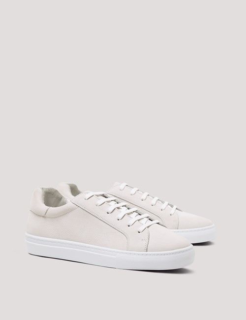 White Nubuck Leather Trainer-preview