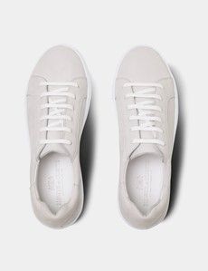 White Nubuck Leather Trainer-preview4