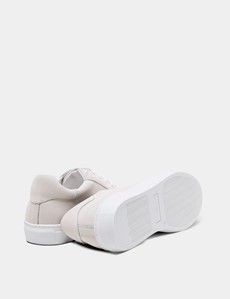 White Nubuck Leather Trainer-preview3