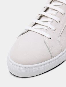 White Nubuck Leather Trainer-preview5