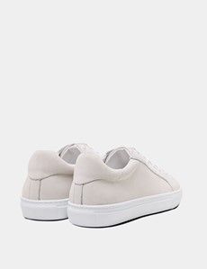 White Nubuck Leather Trainer-preview2