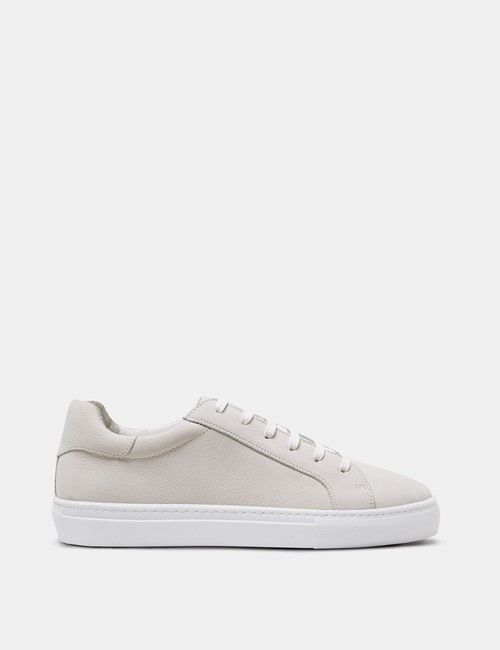 White Nubuck Leather Trainer