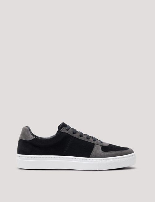 Black Leather Court Trainer