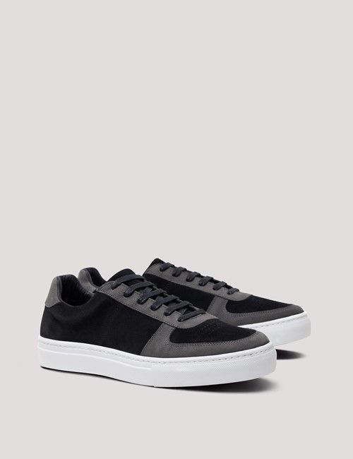 Black Leather Court Trainer-preview
