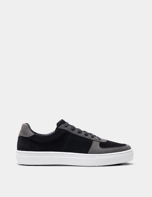 Black Leather Court Trainer