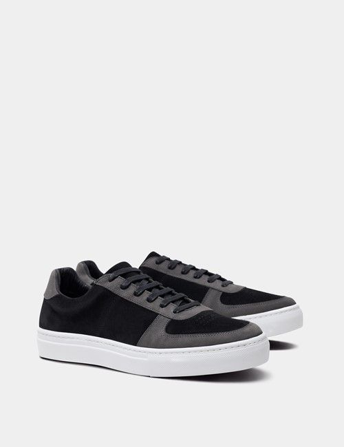 Black Leather Court Trainer-preview