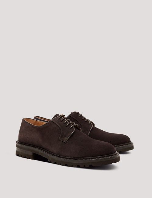 Brown Italian Suede Derby Shoe-preview