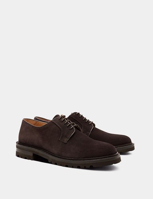 Brown Italian Suede Derby Shoe-preview