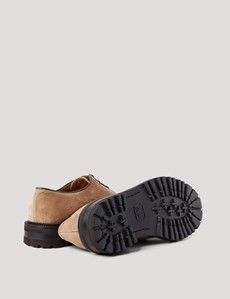 Beige Italian Suede Chunky Derby Shoe-preview3