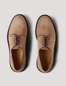 Beige Italian Suede Chunky Derby Shoe-preview4