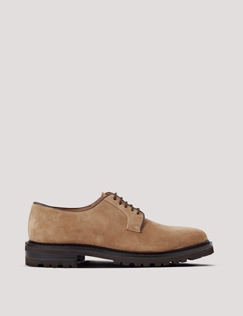 Beige Italian Suede Chunky Derby Shoe