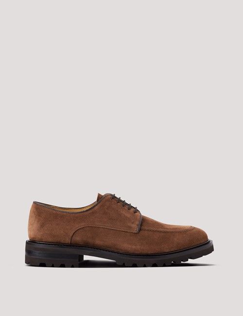 Tan Italian Suede Apron Derby Shoe