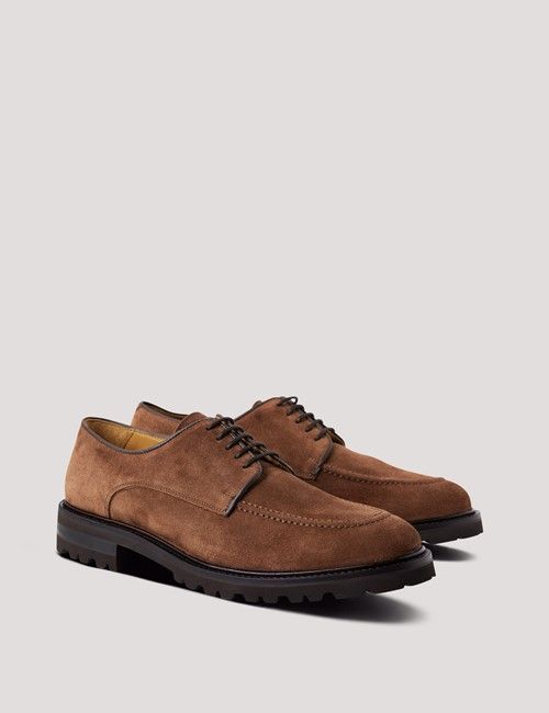 Tan Italian Suede Apron Derby Shoe-preview