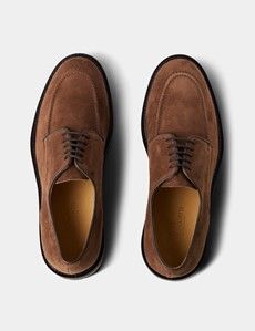 Tan Italian Suede Apron Derby Shoe-preview4