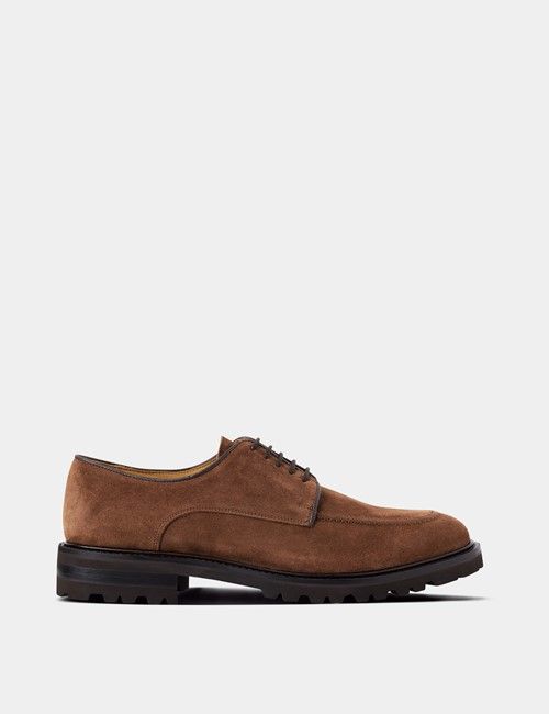 Tan Italian Suede Apron Derby Shoe