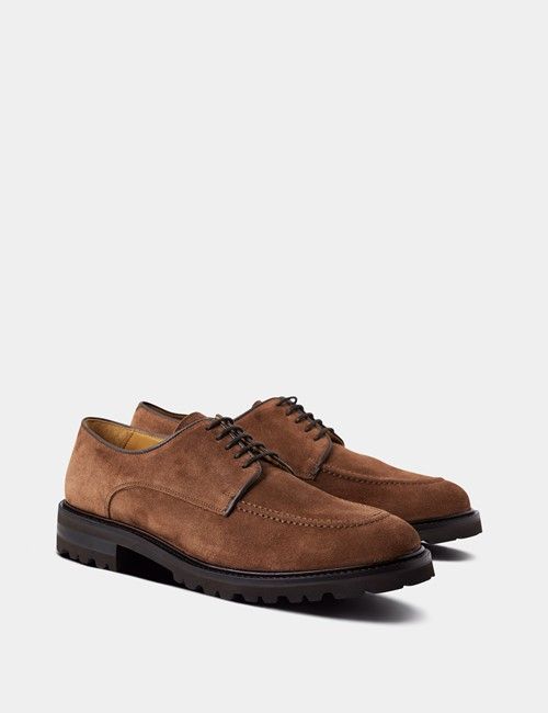 Tan Italian Suede Apron Derby Shoe-preview