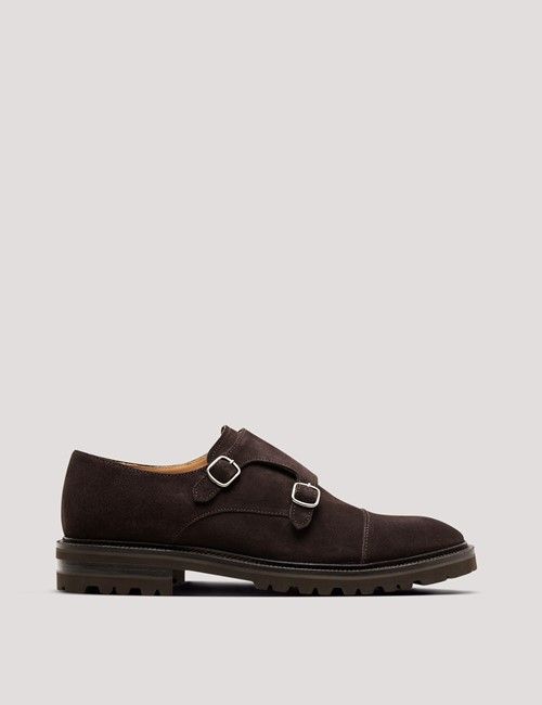 Brown Italian Suede Chunky Monk Strap Shoe