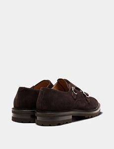 Brown Italian Suede Chunky Monk Strap Shoe-preview2