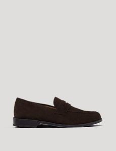 Brown Italian Suede Penny Loafer