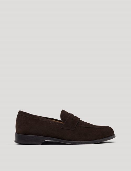 Brown Italian Suede Penny Loafer