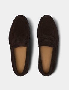Brown Italian Suede Penny Loafer-preview4