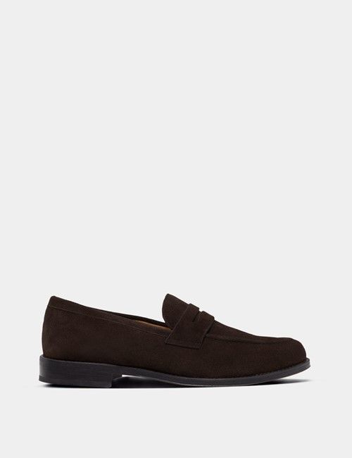 Brown Italian Suede Penny Loafer