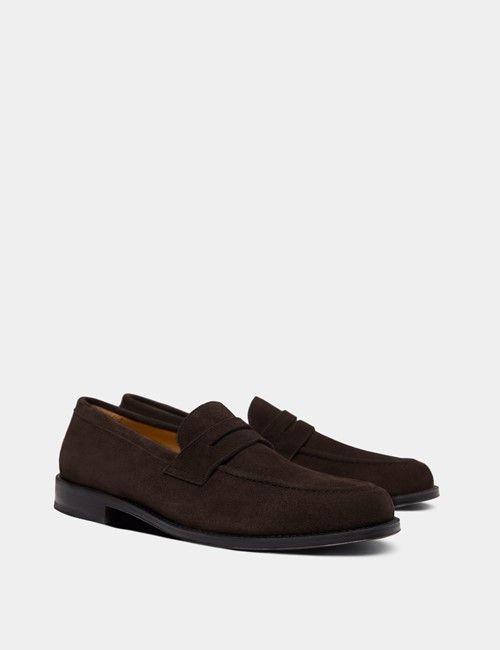 Brown Italian Suede Penny Loafer-preview