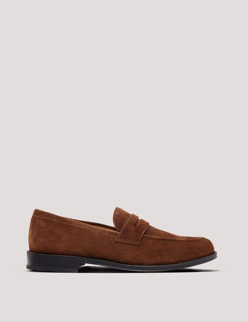 Tan Italian Suede Penny Loafer