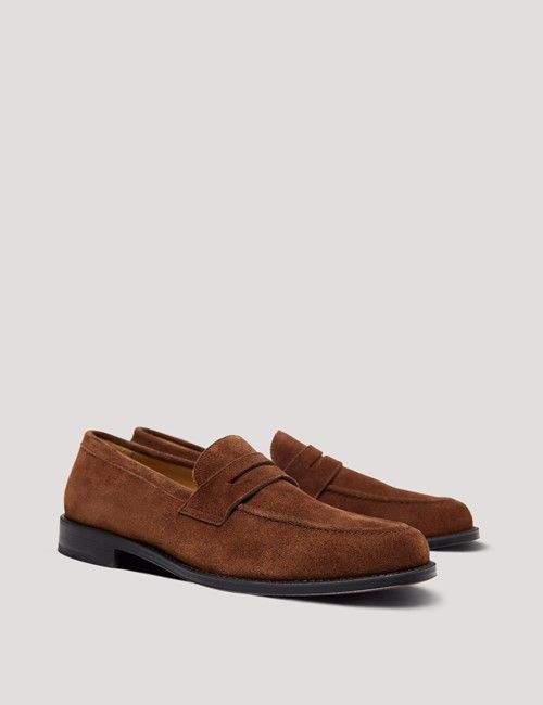 Tan Italian Suede Penny Loafer-preview