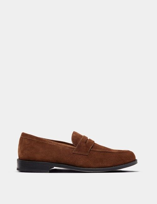Tan Italian Suede Penny Loafer