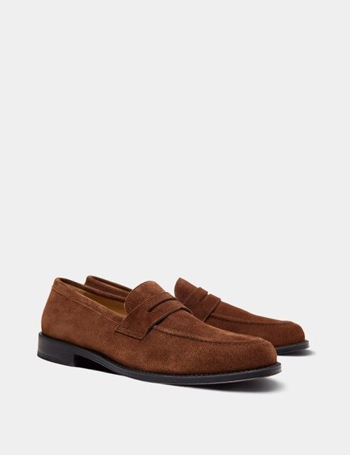 Tan Italian Suede Penny Loafer-preview