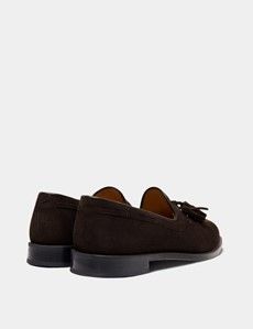 Brown Italian Suede Tassel Loafer-preview2