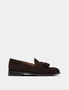 Brown Italian Suede Tassel Loafer