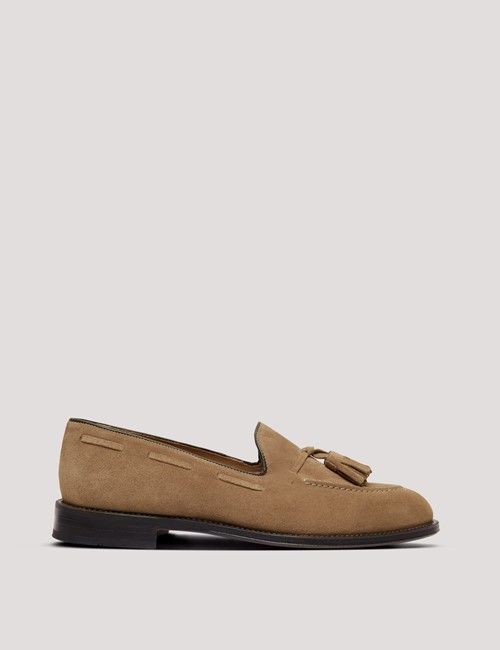 Beige Italian Suede Tassel Loafer