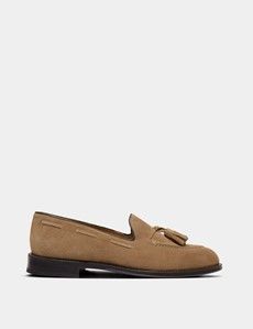 Beige Italian Suede Tassel Loafer