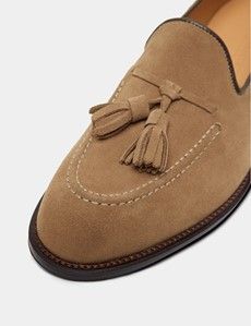 Beige Italian Suede Tassel Loafer-preview5