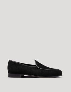 Black Italian Suede Belgian Loafer