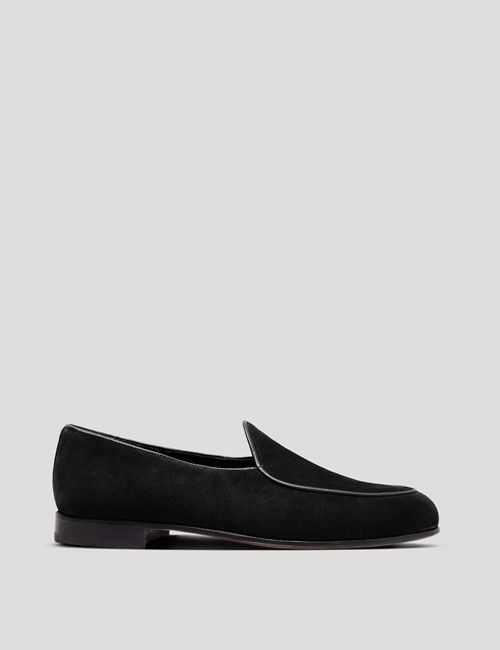 Black Italian Suede Belgian Loafer