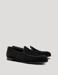 Black Italian Suede Belgian Loafer-preview1