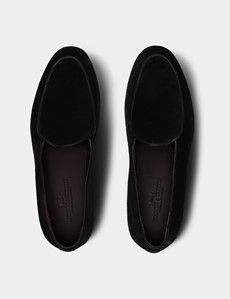 Black Italian Suede Belgian Loafer-preview4
