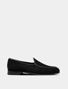 Black Italian Suede Belgian Loafer